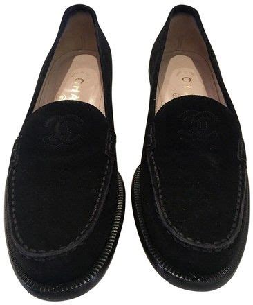 chanel black suede loafers|real real chanel loafers.